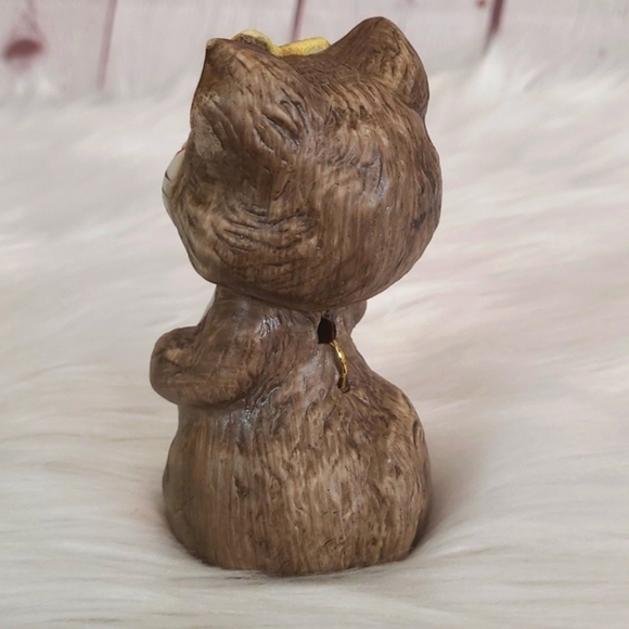 Vintage 70s 4.25" Tall Jasco Critters Cat Kitten Porcelain Bell with Butterfly - Picture 7 of 15